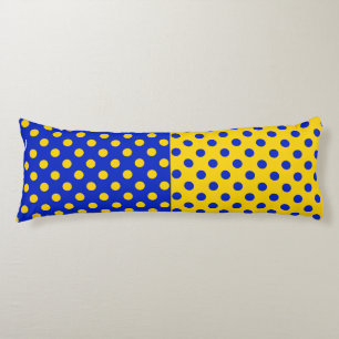 Half Blue Yellow Polka Dots Pattern Design Body Cushion
