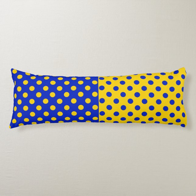 Half Blue Yellow Polka Dots Pattern Design  Body Cushion (Front)