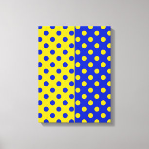Half Blue Yellow Polka Dots Pattern Design  Canvas Print