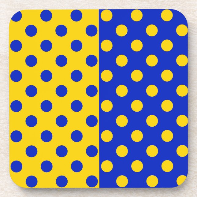 Half Blue Yellow Polka Dots Pattern Design  Coaster (Front)