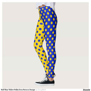 Half Blue Yellow Polka Dots Pattern Design  Leggings