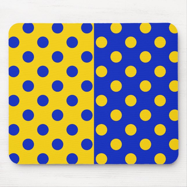Half Blue Yellow Polka Dots Pattern Design  Mouse Mat (Front)