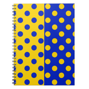 Half Blue Yellow Polka Dots Pattern Design Notebook
