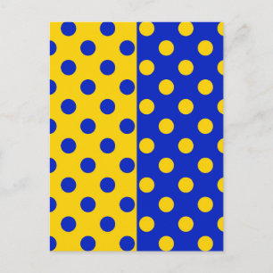 Half Blue Yellow Polka Dots Pattern Design  Postcard