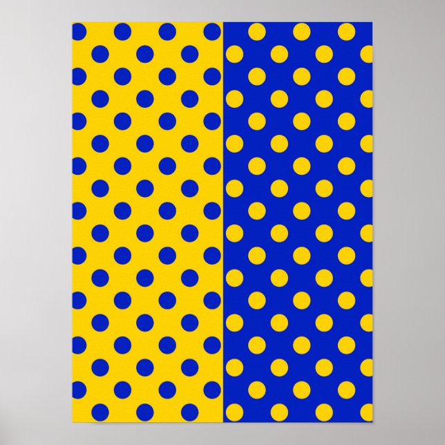 Half Blue Yellow Polka Dots Pattern Design  Poster (Front)