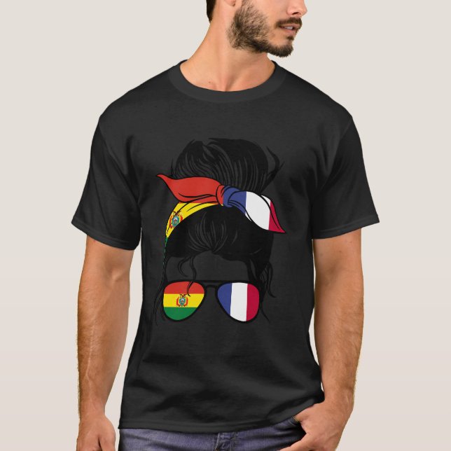 Half Bolivian Half French Mix Bolivia And France R T-Shirt (Front)