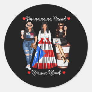 Half Boricua Half Panaian Strong In Boricua Panama Classic Round Sticker