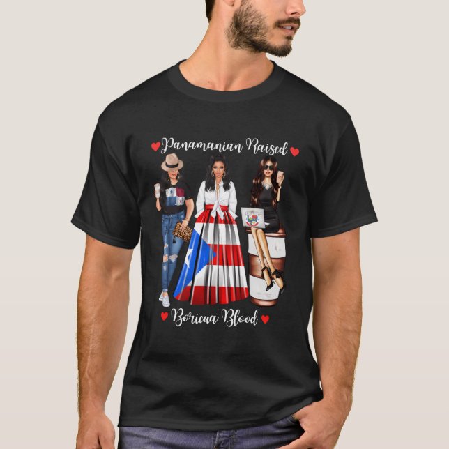 Half Boricua Half Panaian Strong In Boricua Panama T-Shirt (Front)