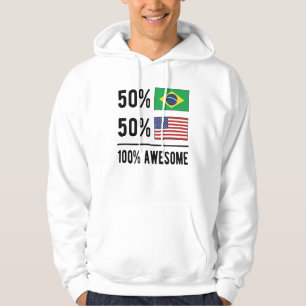 Half Brazilian Half American Flag Brazil USA Hoodie