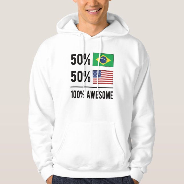 Half Brazilian Half American Flag Brazil USA Hoodie (Front)