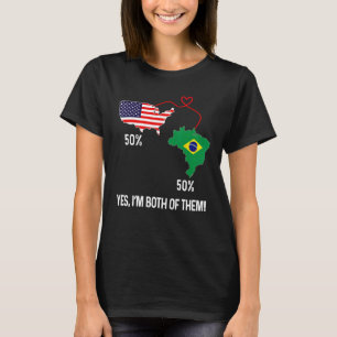Half Brazilian Half American Flag Combined Map bra T-Shirt