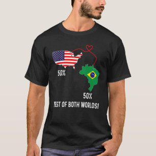 Half Brazilian Half American Flag Combined Map bra T-Shirt