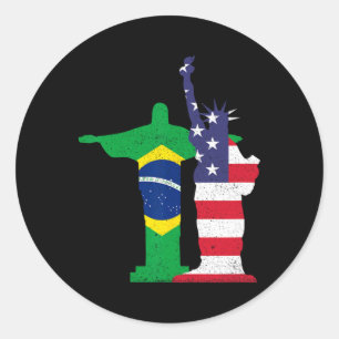 Half Brazilian Half American Usa Brazil Culture Pa Classic Round Sticker