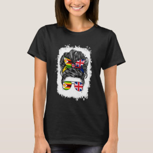Half Britain and Zimbabwean British UK Zimbabwe Fl T-Shirt