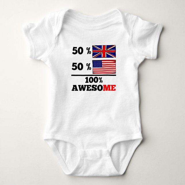 Half British Half American Baby Bodysuit (Front)