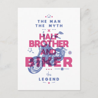 Half brother and biker the man the myth the legend postcard