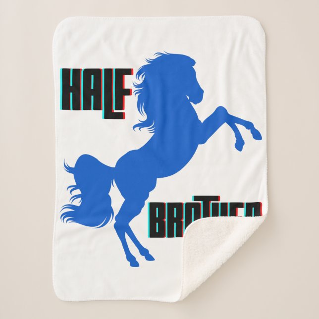 Half Brother Horse Rearing Sherpa Blanket (Front)