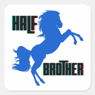 Half Brother Horse Rearing Square Sticker