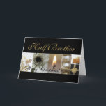 Half Brother Merry Christmas card<br><div class="desc">Christmas 'Tis the season to party and celebrate: Merry Christmas! Surprise your nearest and dearest, your friends, co-workers, neighbours or even your boss with a special card. Many different designs available: from a modern collage photography card, mixing ornaments and winter landscapes, a classic vintage christmas theme or a more modern...</div>