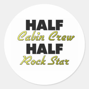 Half Cabin Crew Half Rock Star Classic Round Sticker