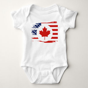 Half Canadian American: Canada USA Maple Leaf Flag Baby Bodysuit