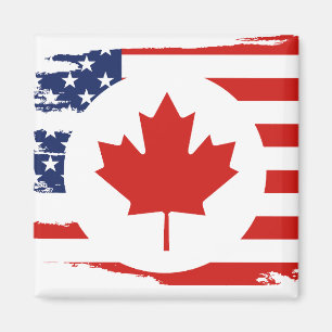 Half Canadian American: Canada USA Maple Leaf Flag Magnet