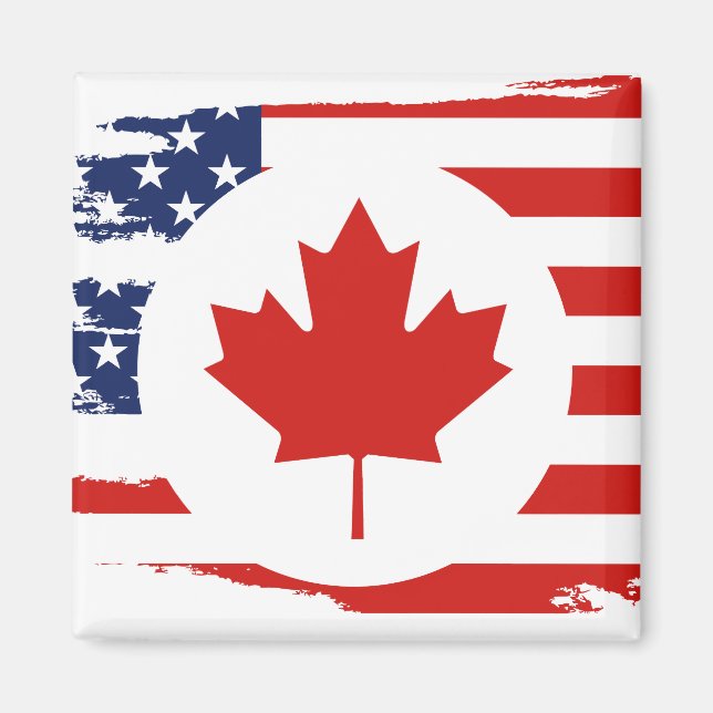 Half Canadian American: Canada USA Maple Leaf Flag Magnet (Front)