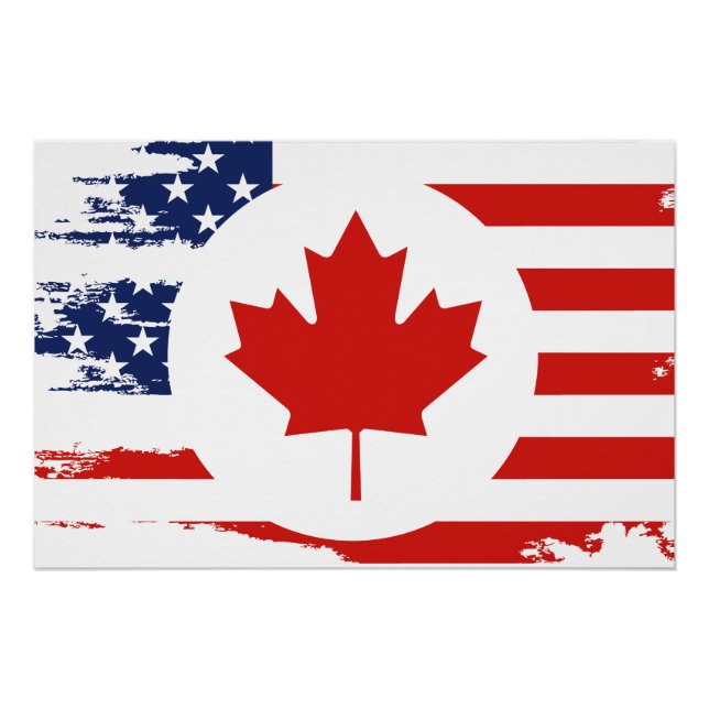 Half Canadian American: Canada USA Maple Leaf Flag Poster (Front)