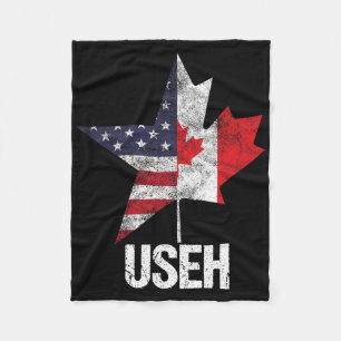 Half Canadian American Useh Canada Usa Flag United Fleece Blanket