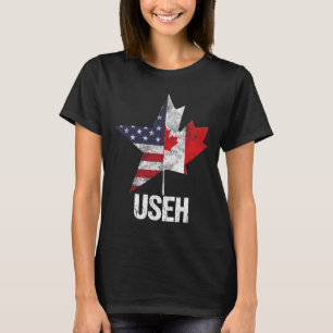 Half Canadian American Useh Canada Usa Flag United T-Shirt