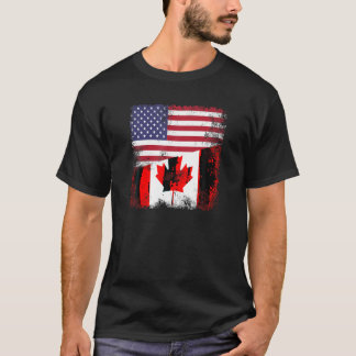 Half Canadian Flag T Shirt Vintage Canada USA Gift