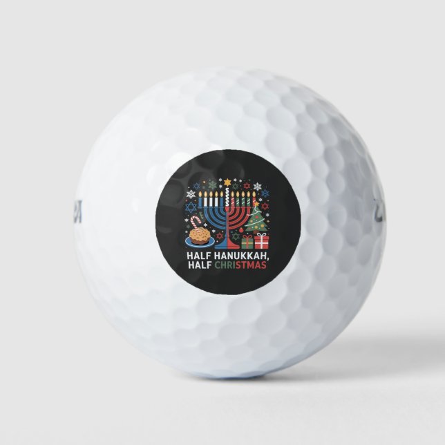 Half Christmas Half Hanukkah Christmukkah Funny  Golf Balls (Front)
