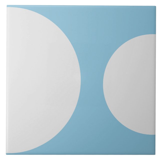 Half Circle Modern Simple Blue and White Shapes Tile (Front)