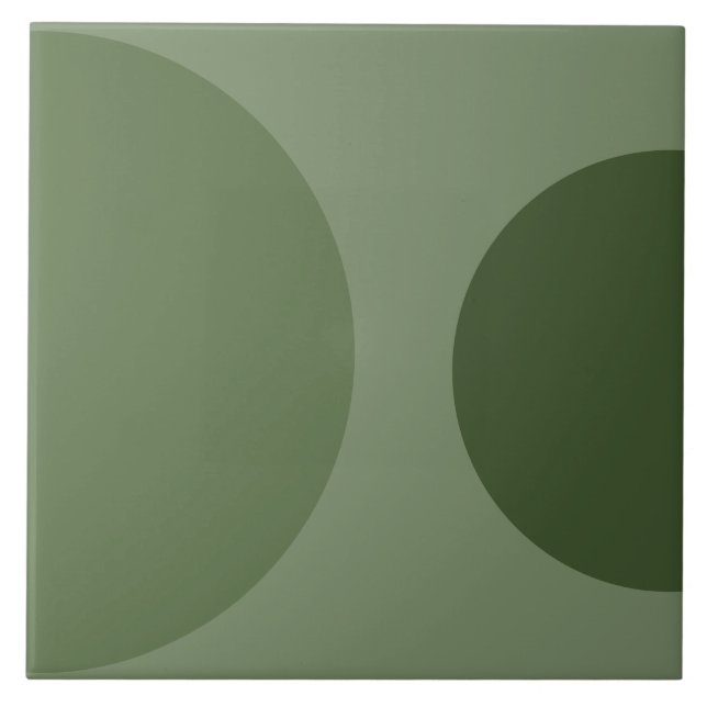 Half Circle Pattern Modern Sage Green Geometric Tile (Front)