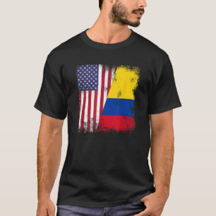 Half Colombian Flag Vintage Colomobia USA Gift  T-Shirt