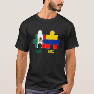 Half Colombian Half Mexican Flag Map DNA Mexico Co T-Shirt