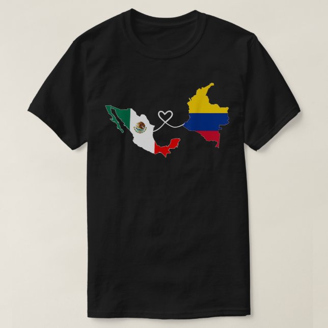 Half Colombian Half Mexican Flag Map DNA Mexico Co T-Shirt (Design Front)