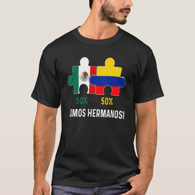 Half Colombian Half Mexican Flag Map DNA Mexico Co T-Shirt (Front)