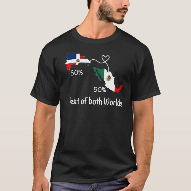 Half Colombian Half Mexican Flag Map Love Mexico C T-Shirt (Front)
