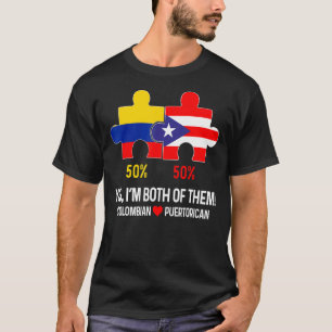 Half Colombian Half Puerto Rican Flag Map Boricua T-Shirt