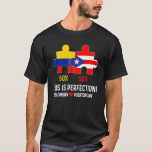 Half Colombian Half Puerto Rican Flag Map Boricua T-Shirt