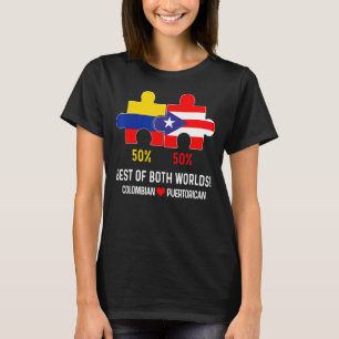 Half Colombian Half Puerto Rican Flag Map Boricua T-Shirt