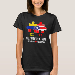 Half Colombian Half Puerto Rican Flag Map Boricua  T-Shirt