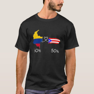 Half Colombian Half Puerto Rican Flag Map Love Col T-Shirt