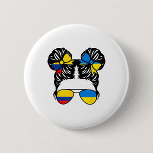 Half Colombian Half Ukrainian Girl Colombia Kids H 6 Cm Round Badge
