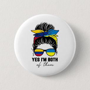 Half Colombian Half Ukrainian Girl Colombia Ukrain 6 Cm Round Badge