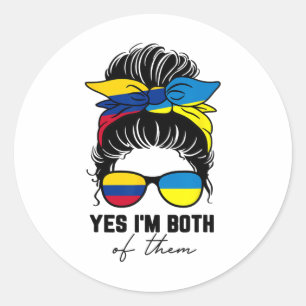 Half Colombian Half Ukrainian Girl Colombia Ukrain Classic Round Sticker
