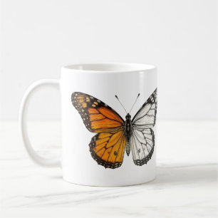 Half-Colour Monarch Butterfly Art Coffee Mug