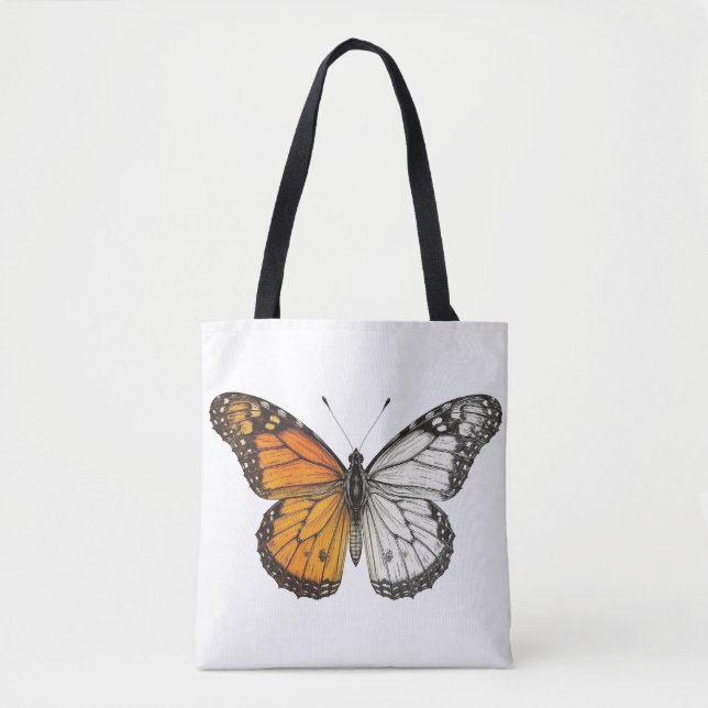 Half-Colour Monarch Butterfly Art  Tote Bag (Front)