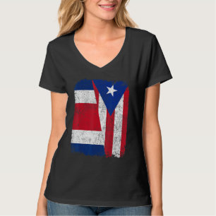 Half Costa Rican Half Puerto Rican Flag Heritage P T-Shirt
